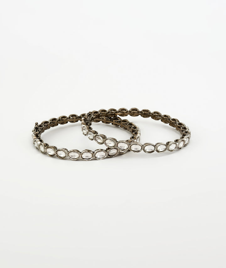 Silver Plated Round Cut Zircon Bangles