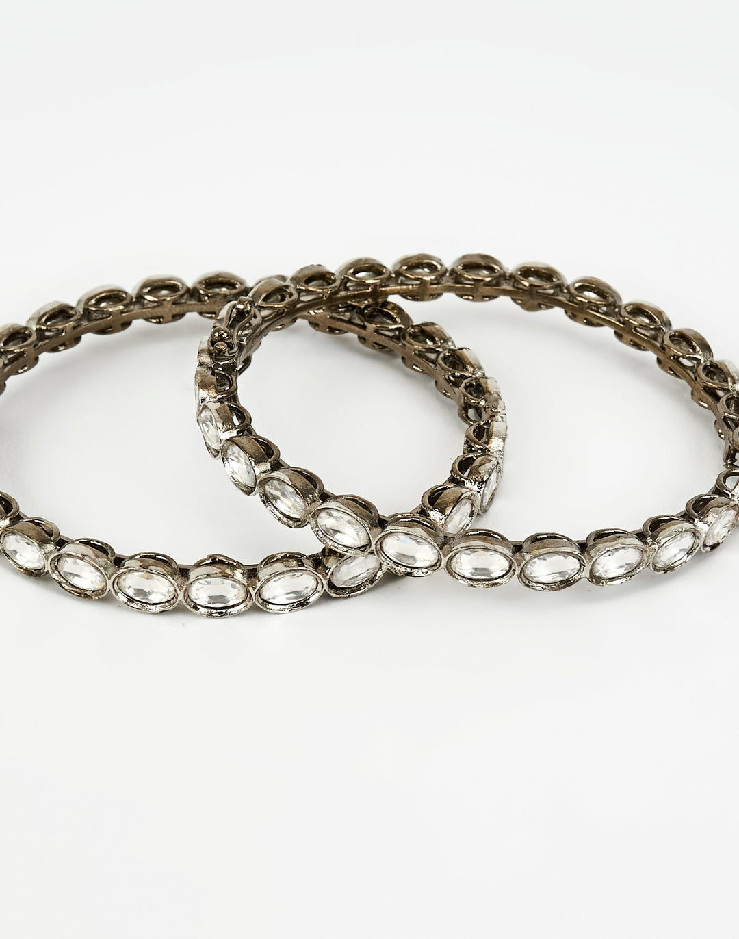 Silver Plated Round Cut Zircon Bangles