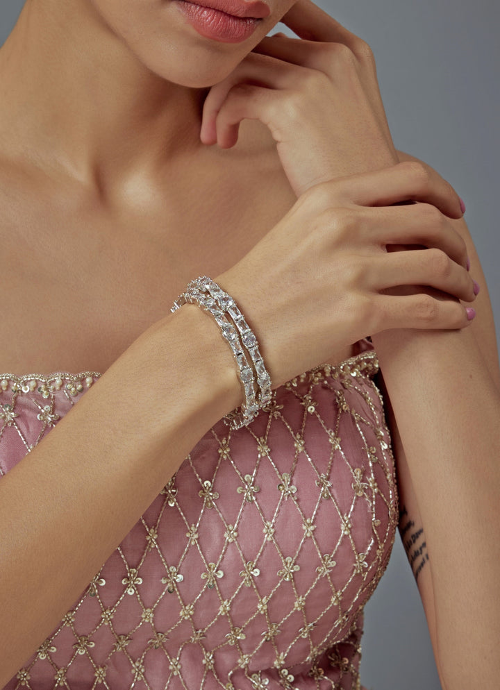 Silver Plated Zircon Bangles