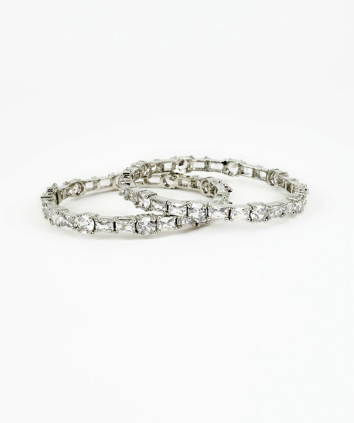 Silver Plated Zircon Bangles