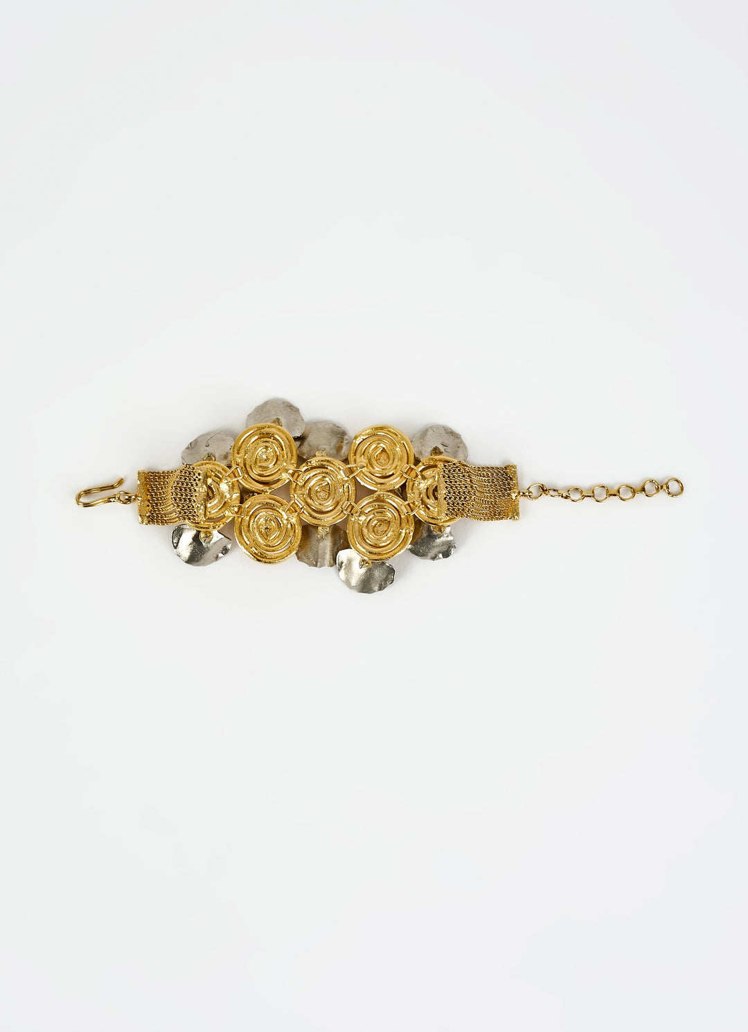 Gold Plated Floral Kundan And Pearl Bracelet