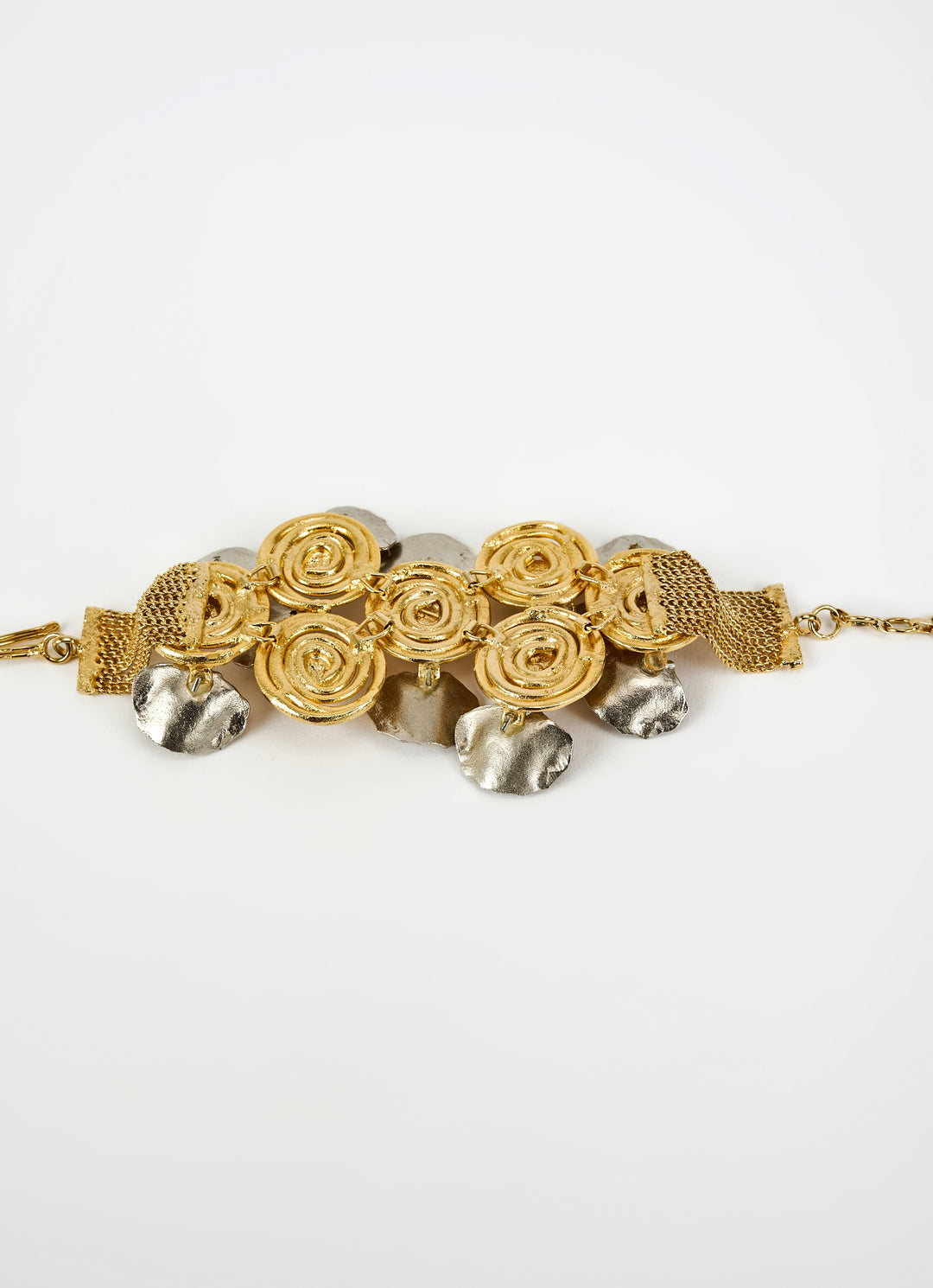 Gold Plated Floral Kundan And Pearl Bracelet