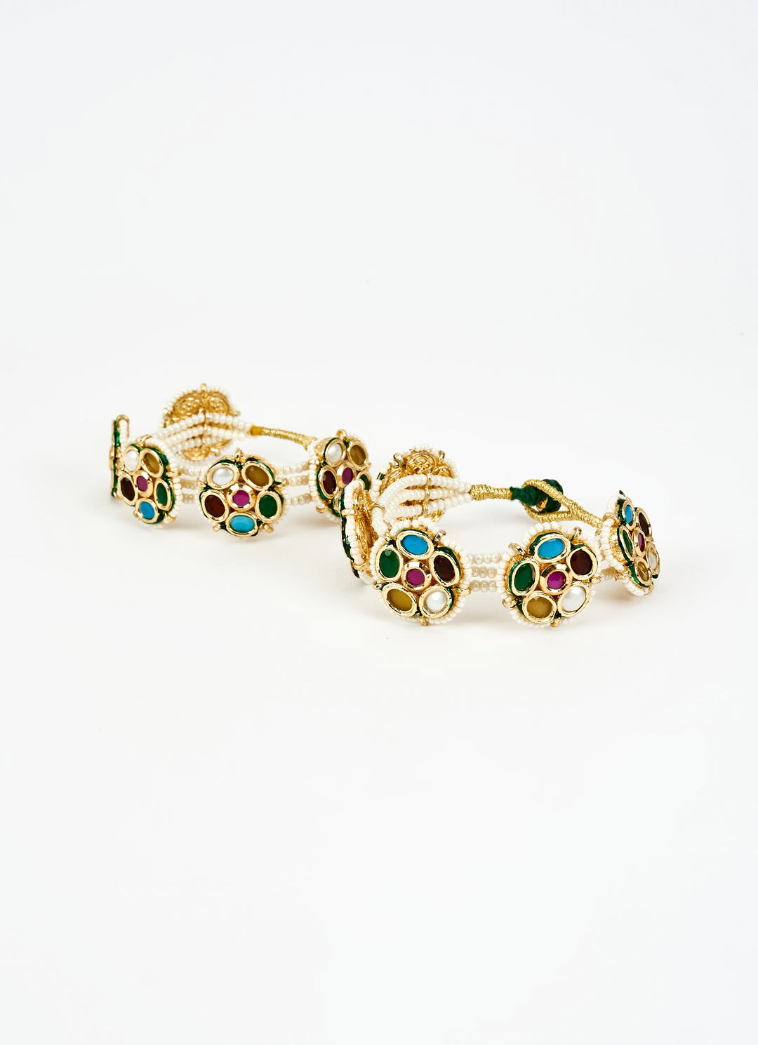 Multi Kundan And Polki Gold Plated Bangles