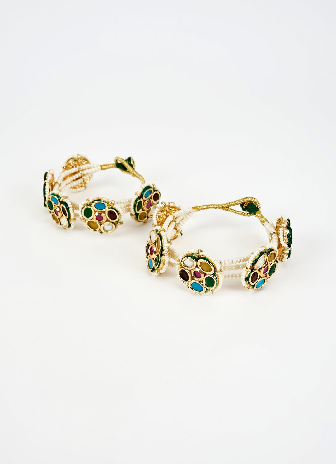 Multi Kundan And Polki Gold Plated Bangles