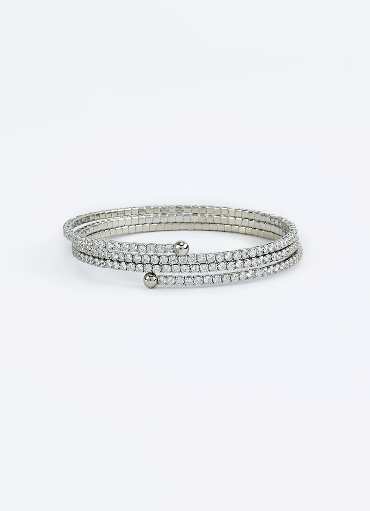 Silver Plated Zircon Bangle