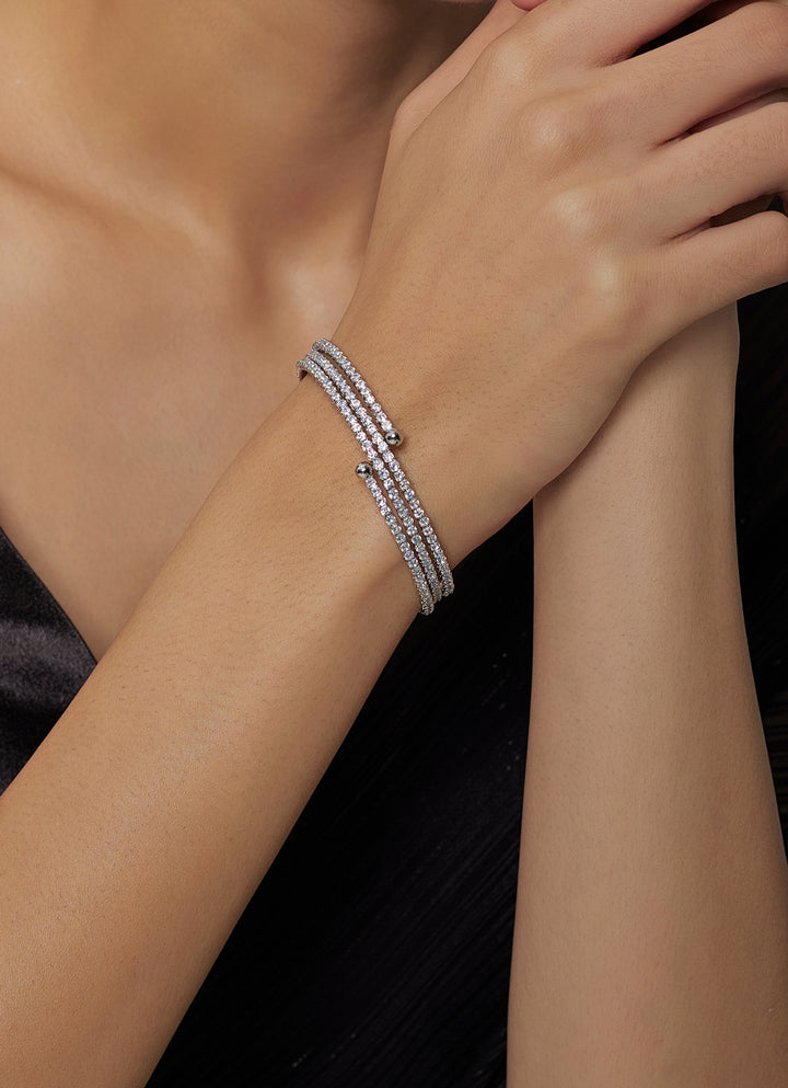 Silver Plated Zircon Bangle