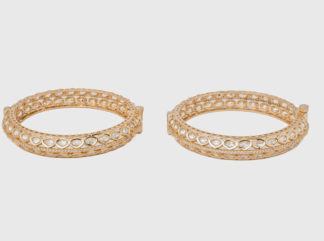 Kundan Polki Gold Plated Bangles