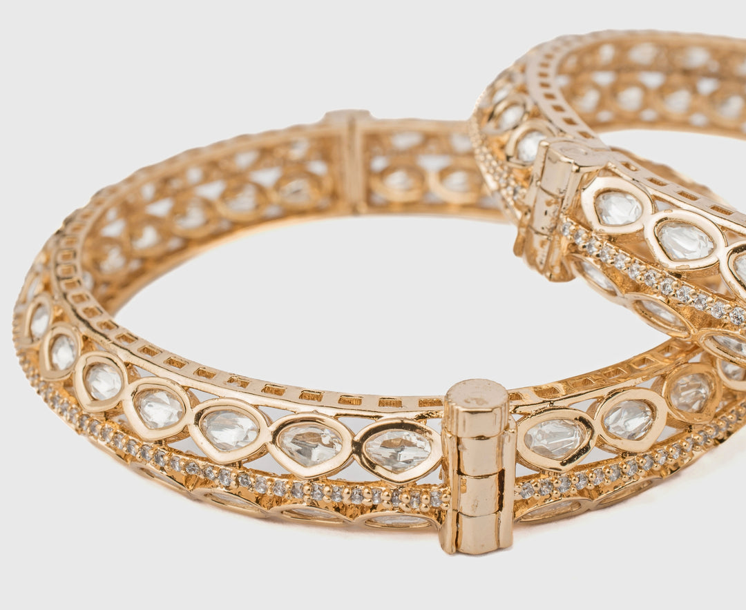 Kundan Polki Gold Plated Bangles