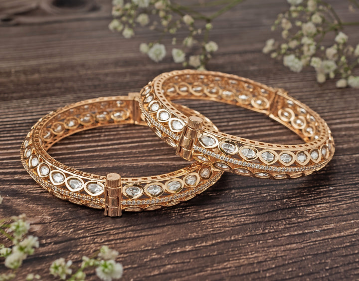Kundan Polki Gold Plated Bangles