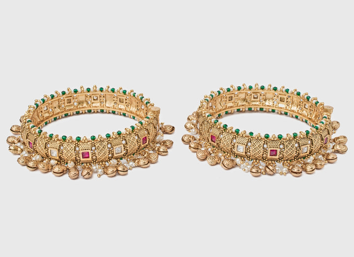 White Kundan Gold Plated Bangles