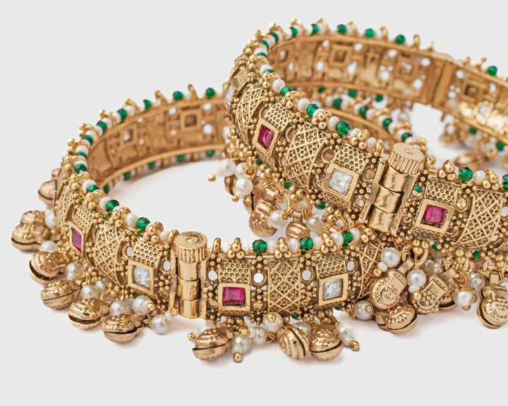 White Kundan Gold Plated Bangles