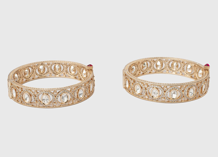 White Synthetic Stone Gold Plated Bangles
