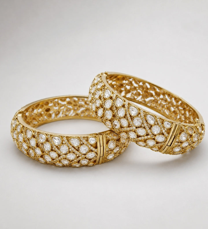 Gold Plated Polki Statement Kada Set