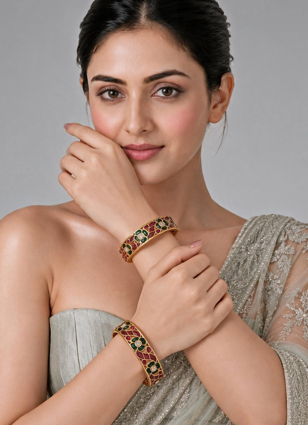 Multicolour Floral Stone Bangles