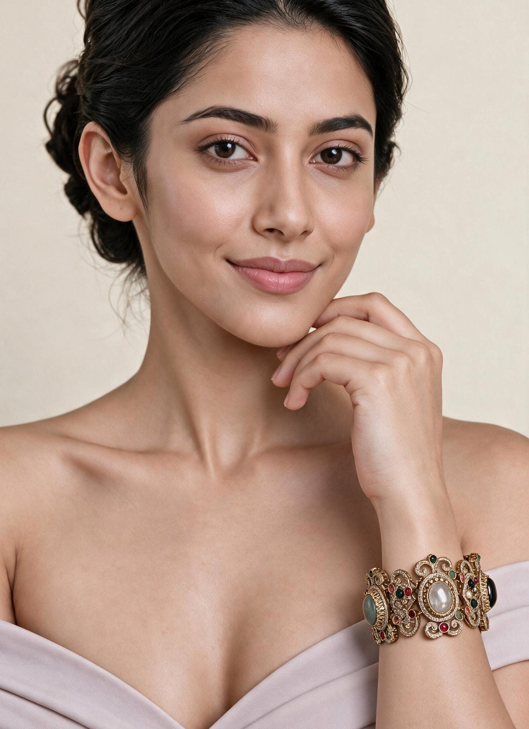 Multicolor Stone Ornate Bangle