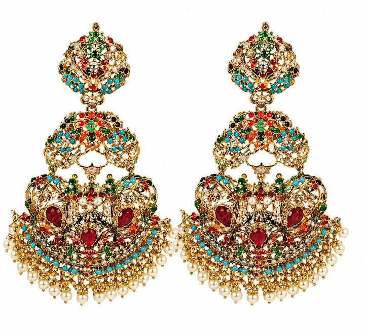 Multicolour Mughal Polki Earrings