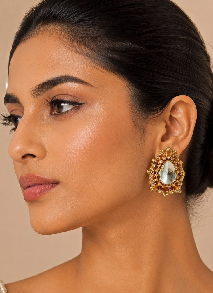 Gold Plated Polki Floral Stud