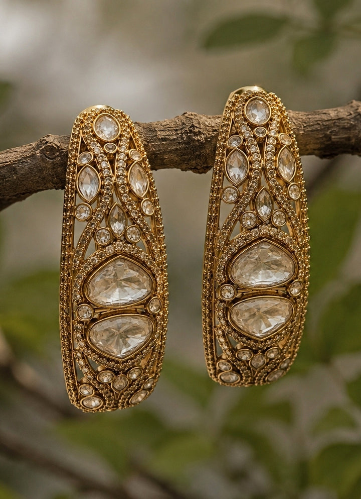 Gold Polki Drop Earrings