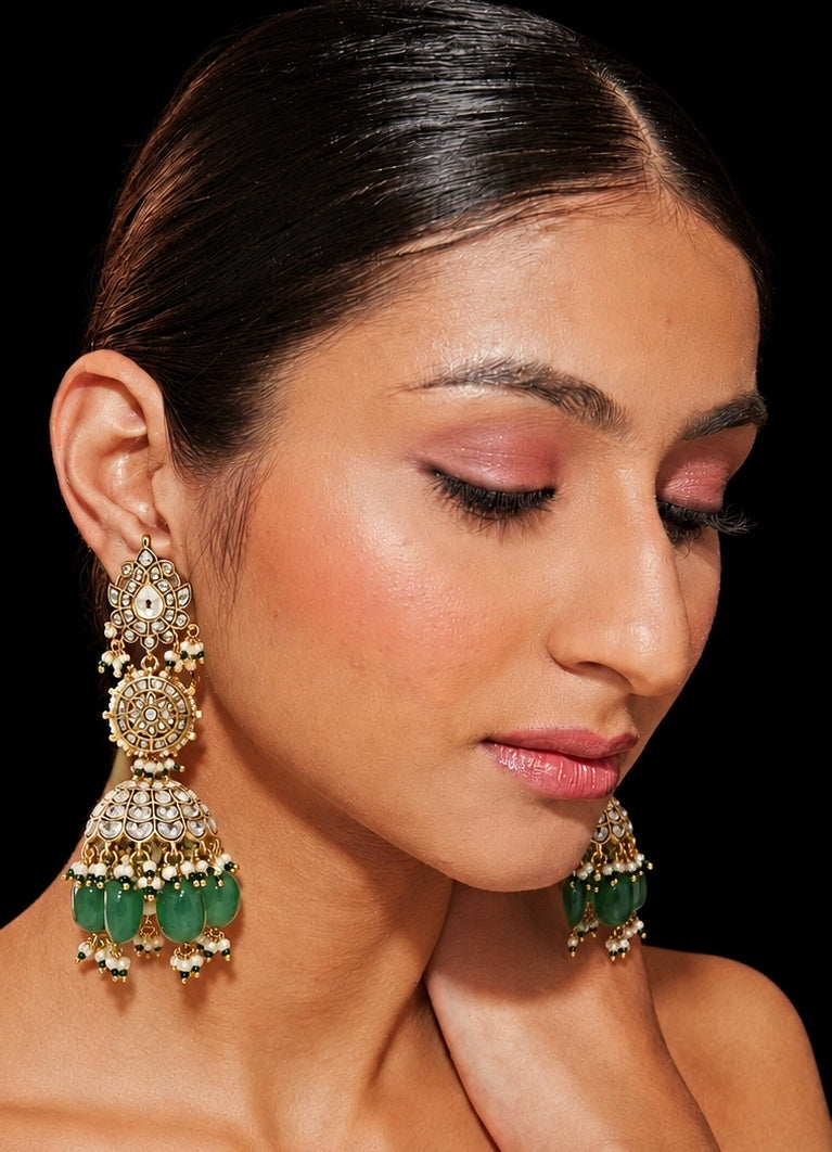 Emerald Green Polki Jhumka