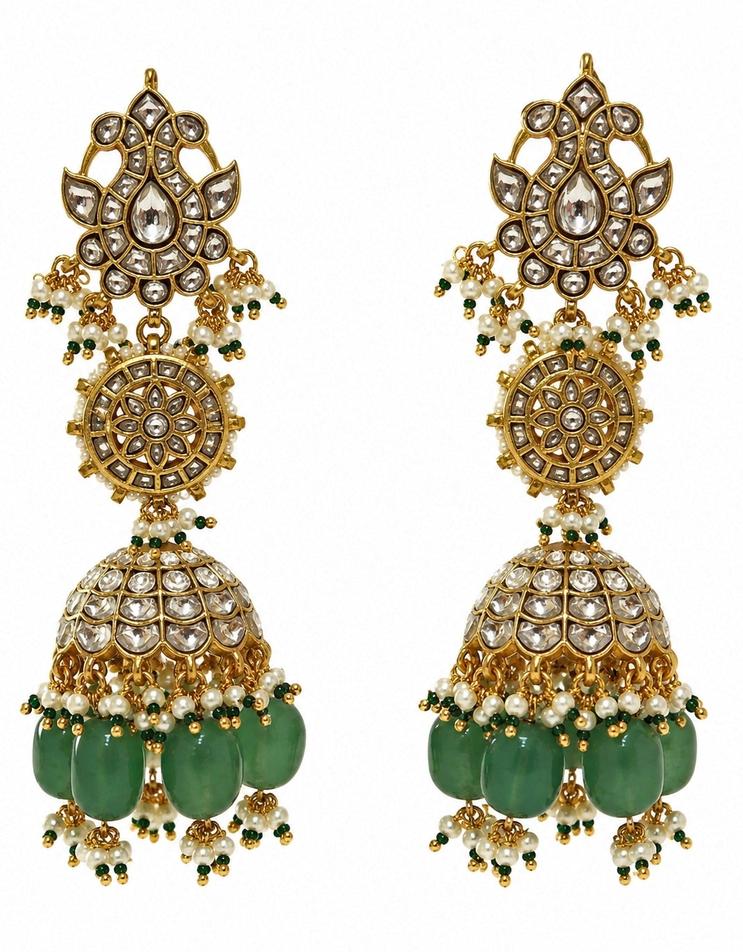 Emerald Green Polki Jhumka
