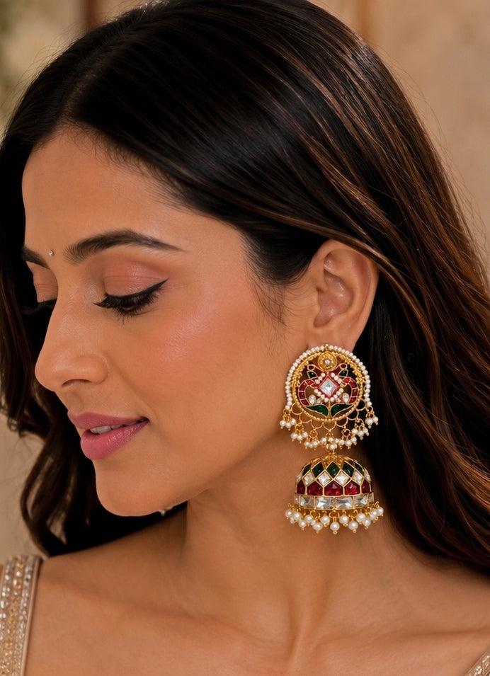 Gold Plated Heritage Polki Jhumka