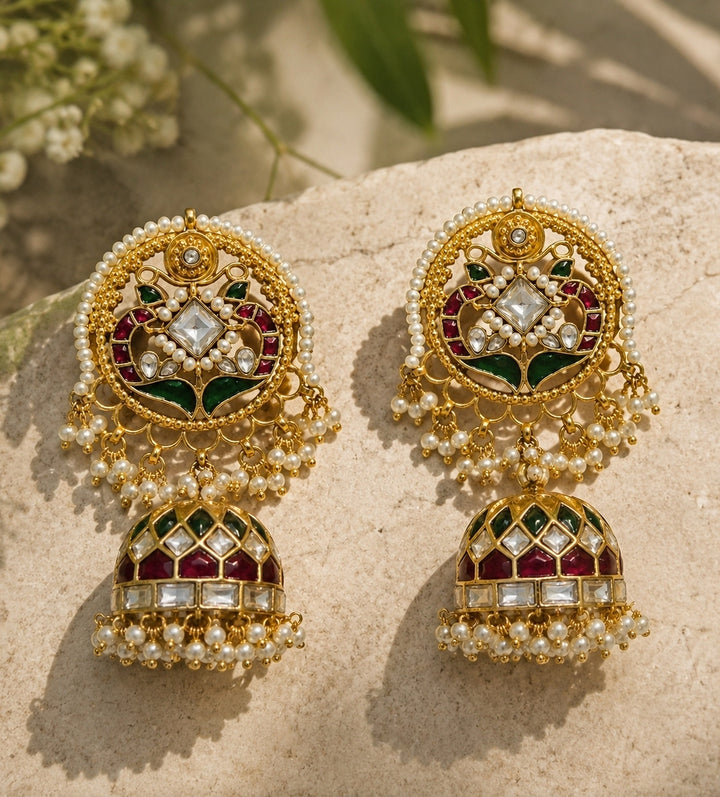 Gold Plated Heritage Polki Jhumka