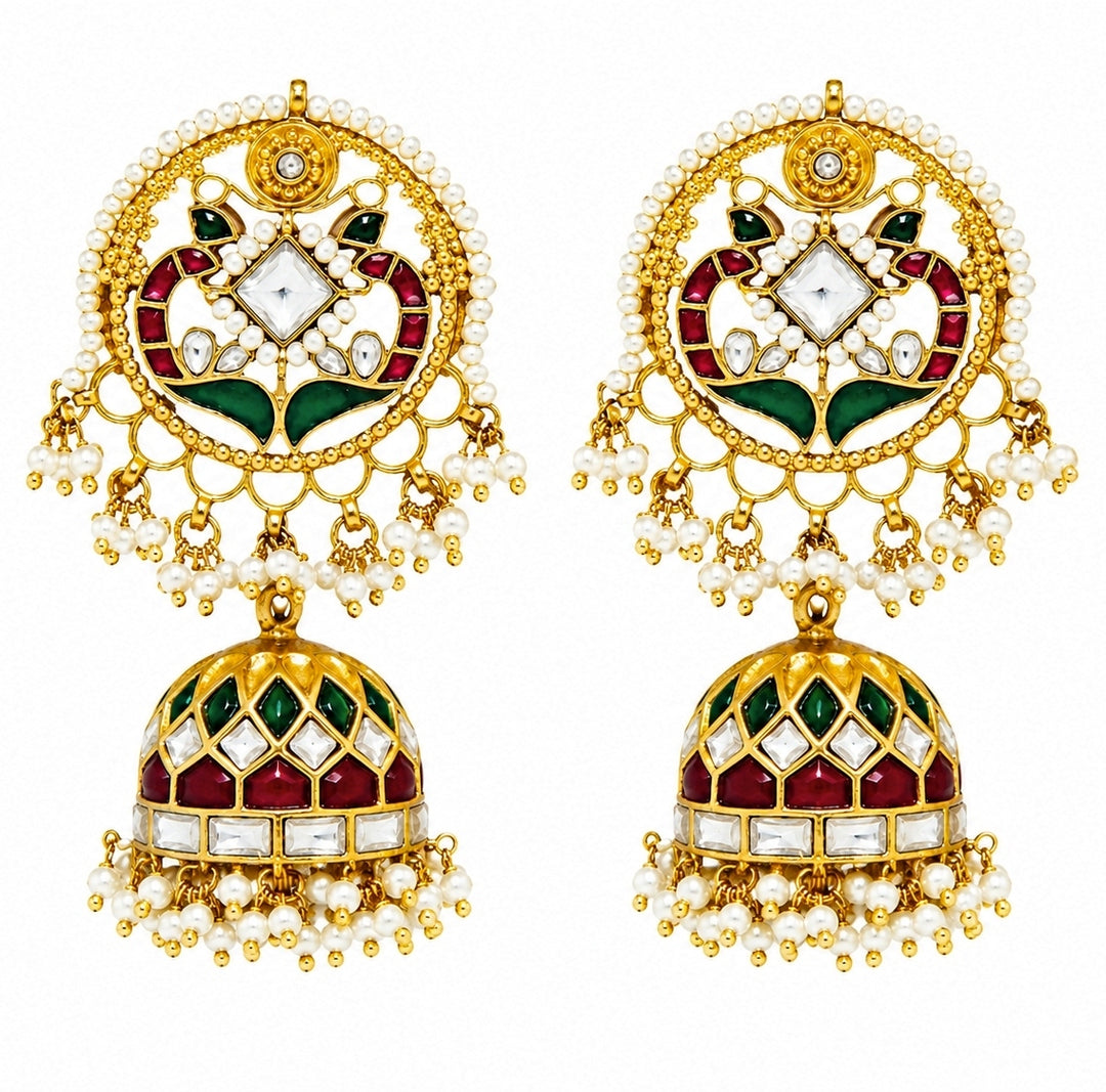 Gold Plated Heritage Polki Jhumka