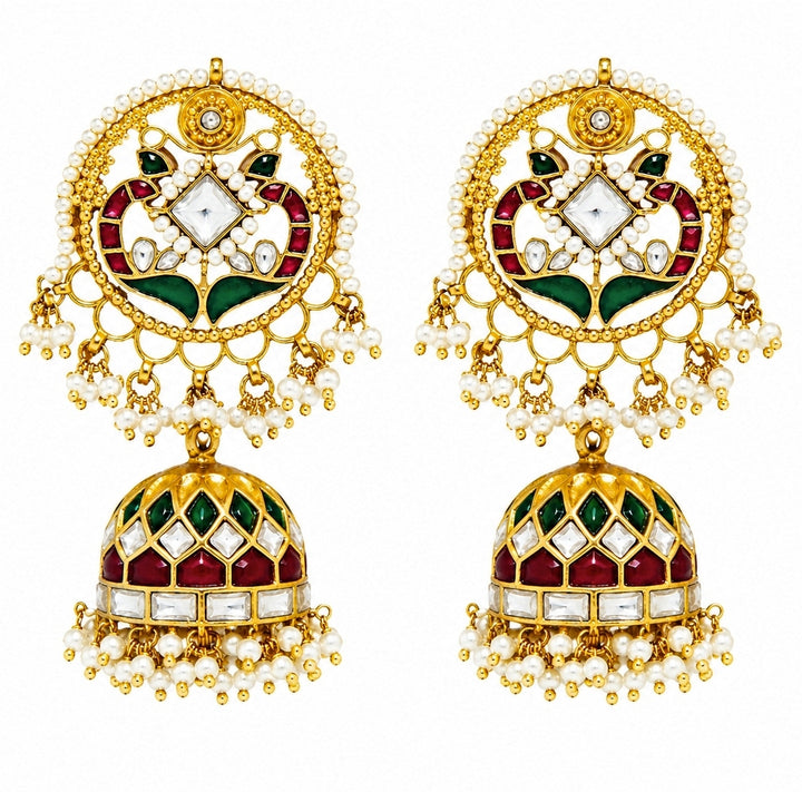 Gold Plated Heritage Polki Jhumka