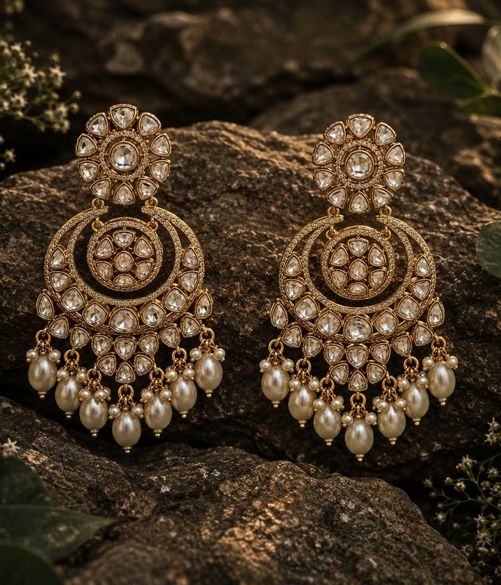 Gold Plated Pearl Chandbaali
