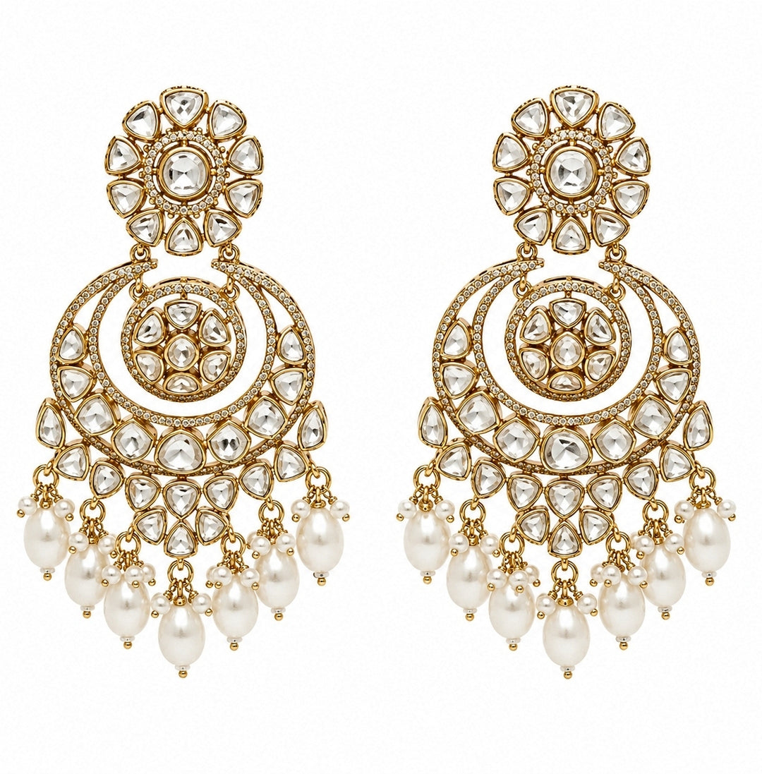 Gold Plated Pearl Chandbaali