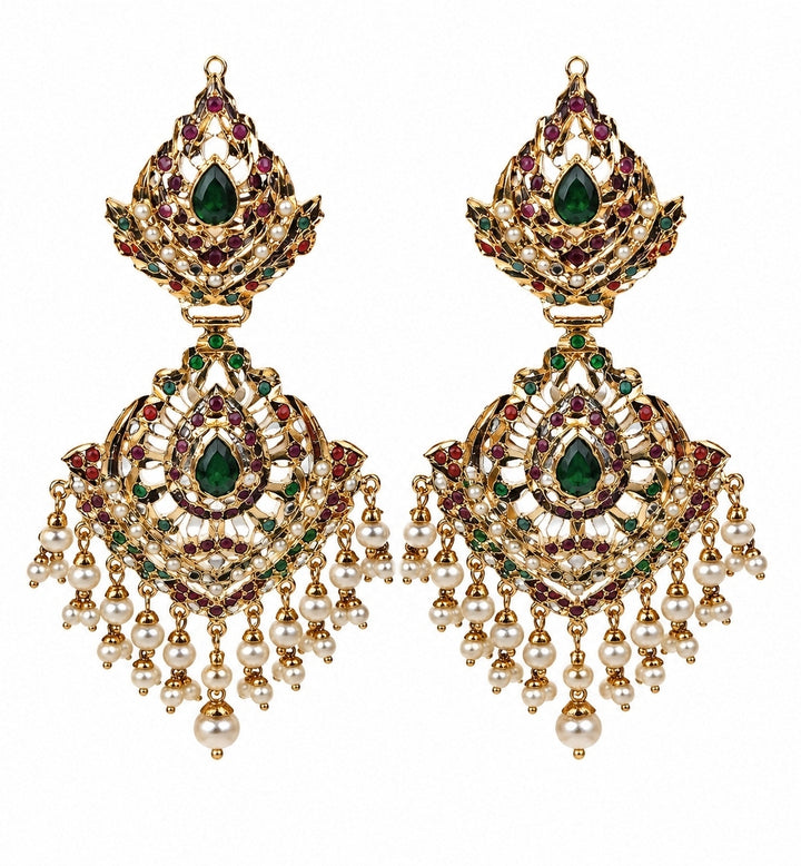 Multicolour Jadau Pearl Drop Earrings
