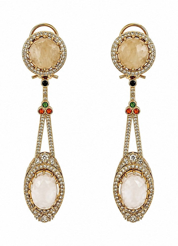 Ivory Dual Stone Drop Earrings