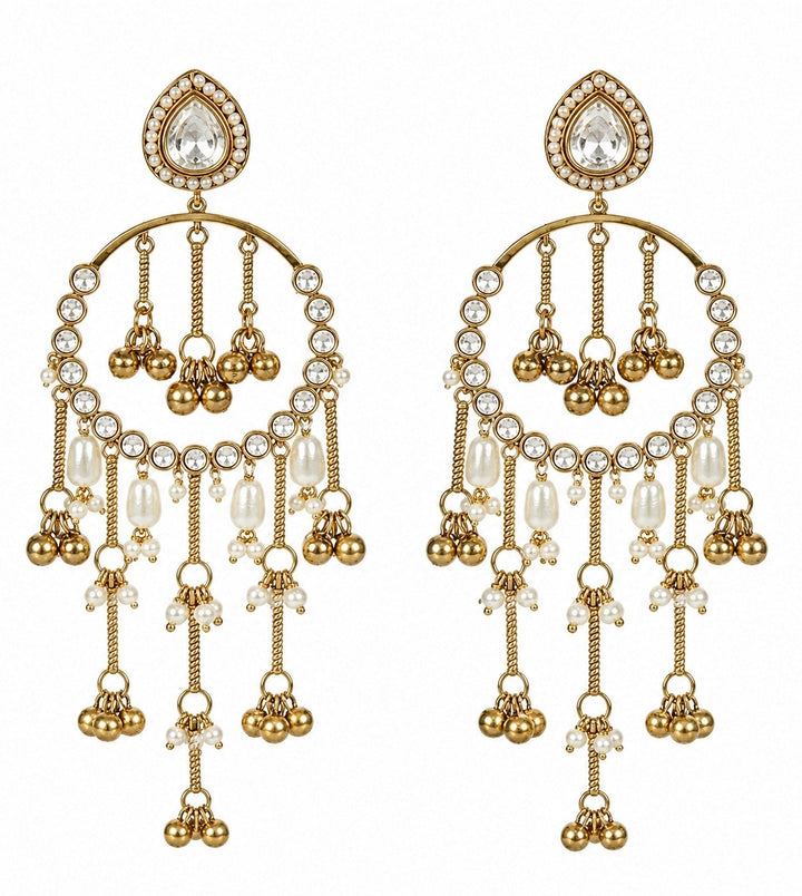 Gold Plated Kundan Tassel Chandbaali