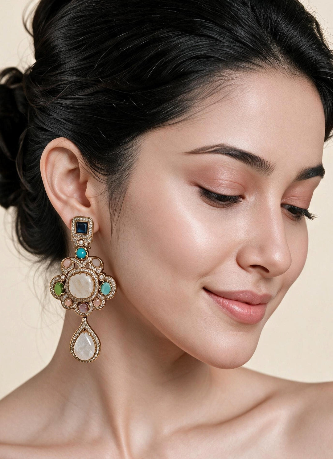 Multicolour Stone Drop Earrings