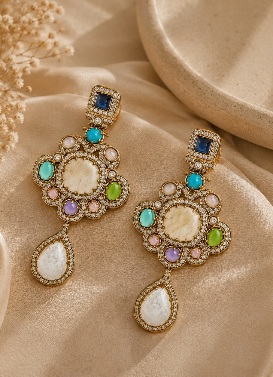 Multicolour Stone Drop Earrings