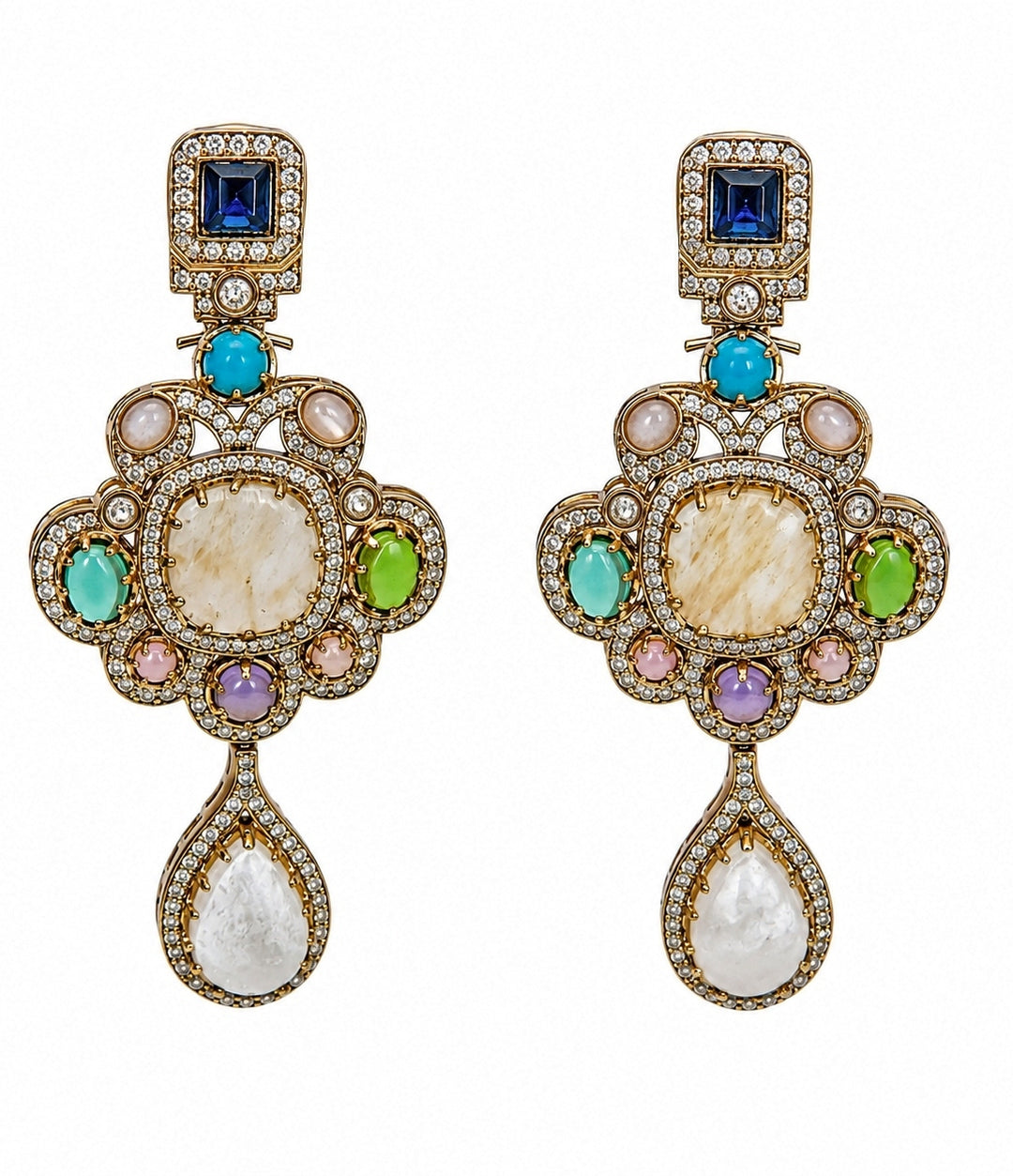 Multicolour Stone Drop Earrings
