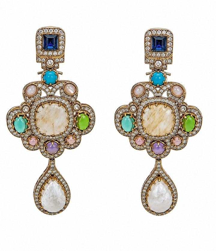 Multicolour Stone Drop Earrings