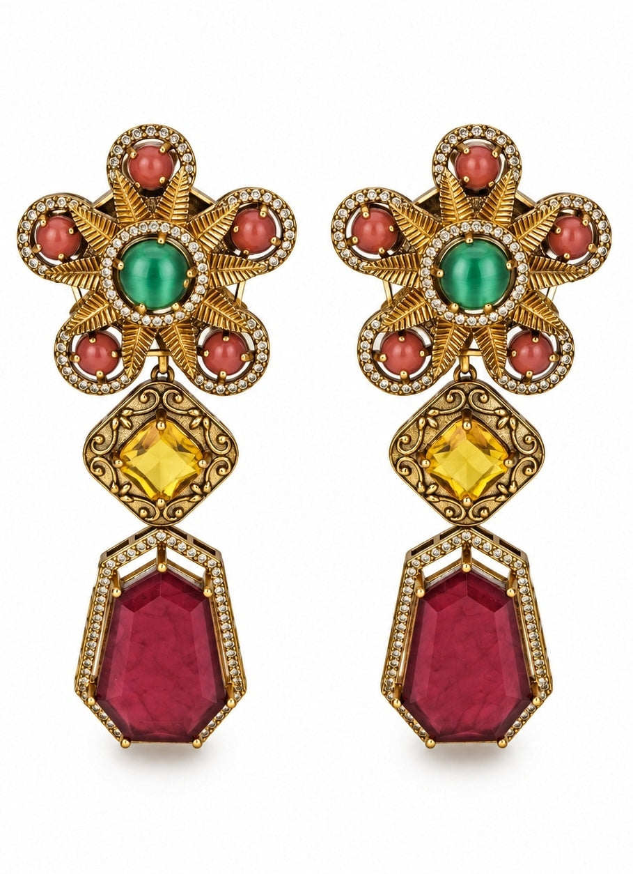 Multicolor Stone Drop Earrings