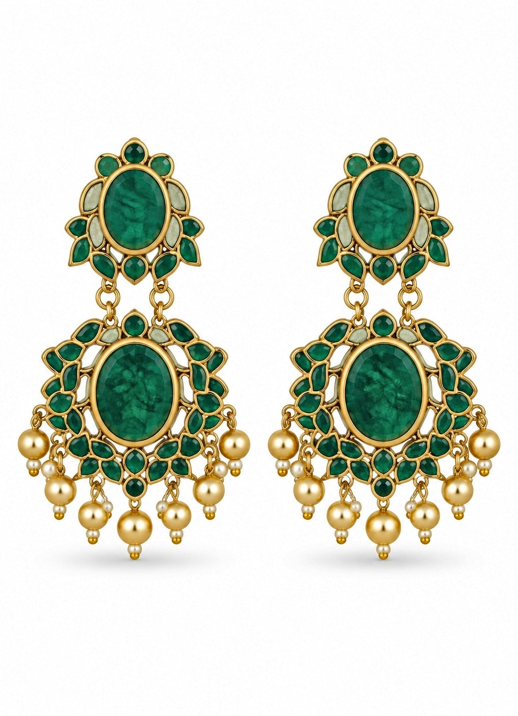 Emerald Stone Statement Earrings
