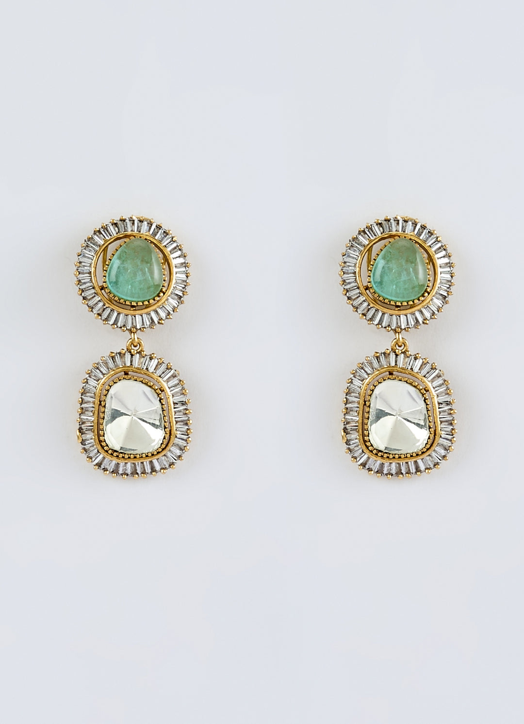 Silver Plated White Kundan Stone Earrings
