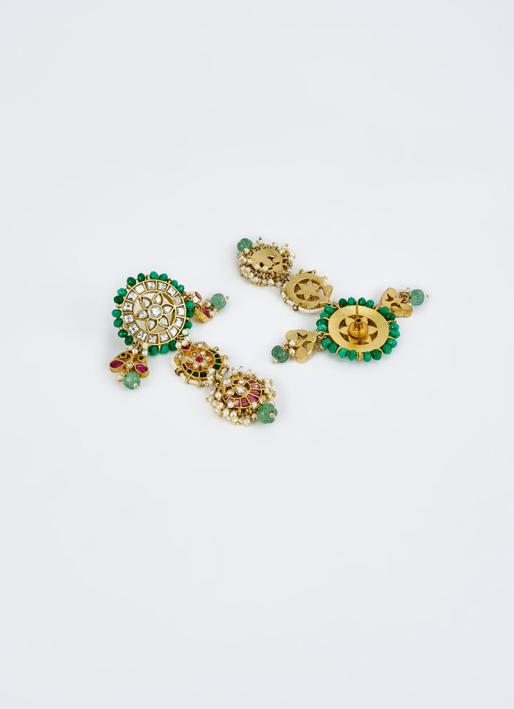 Gold Plated Meenakari Chandbali Earrings