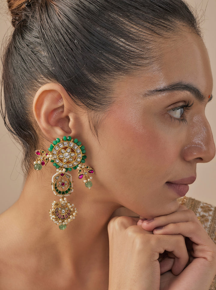 Gold Plated Meenakari Chandbali Earrings