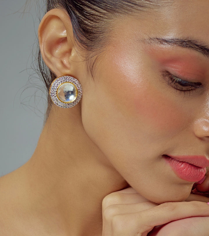 Gold Plated Silver Zircon Stud Earrings