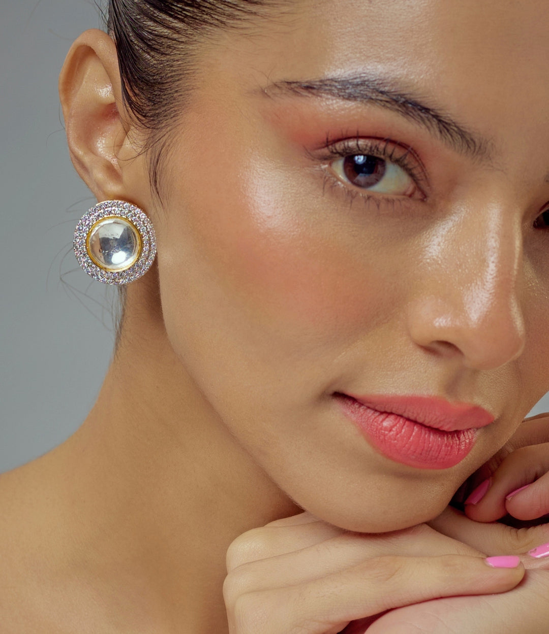 Gold Plated Silver Zircon Stud Earrings