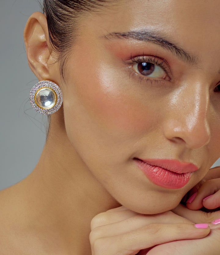 Gold Plated Silver Zircon Stud Earrings
