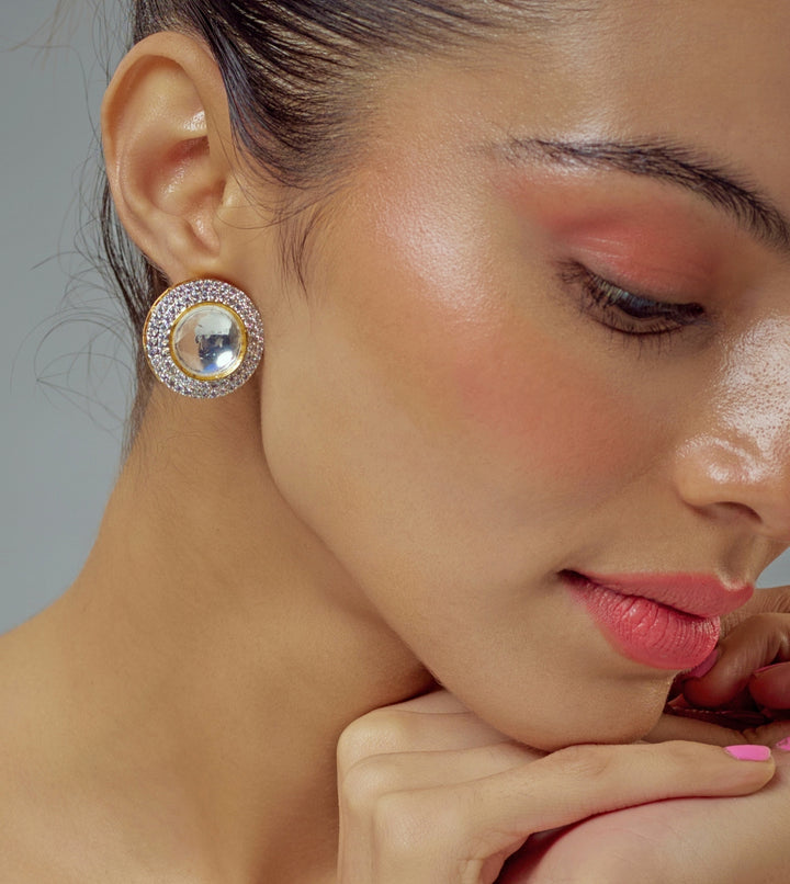 Gold Plated Silver Zircon Stud Earrings