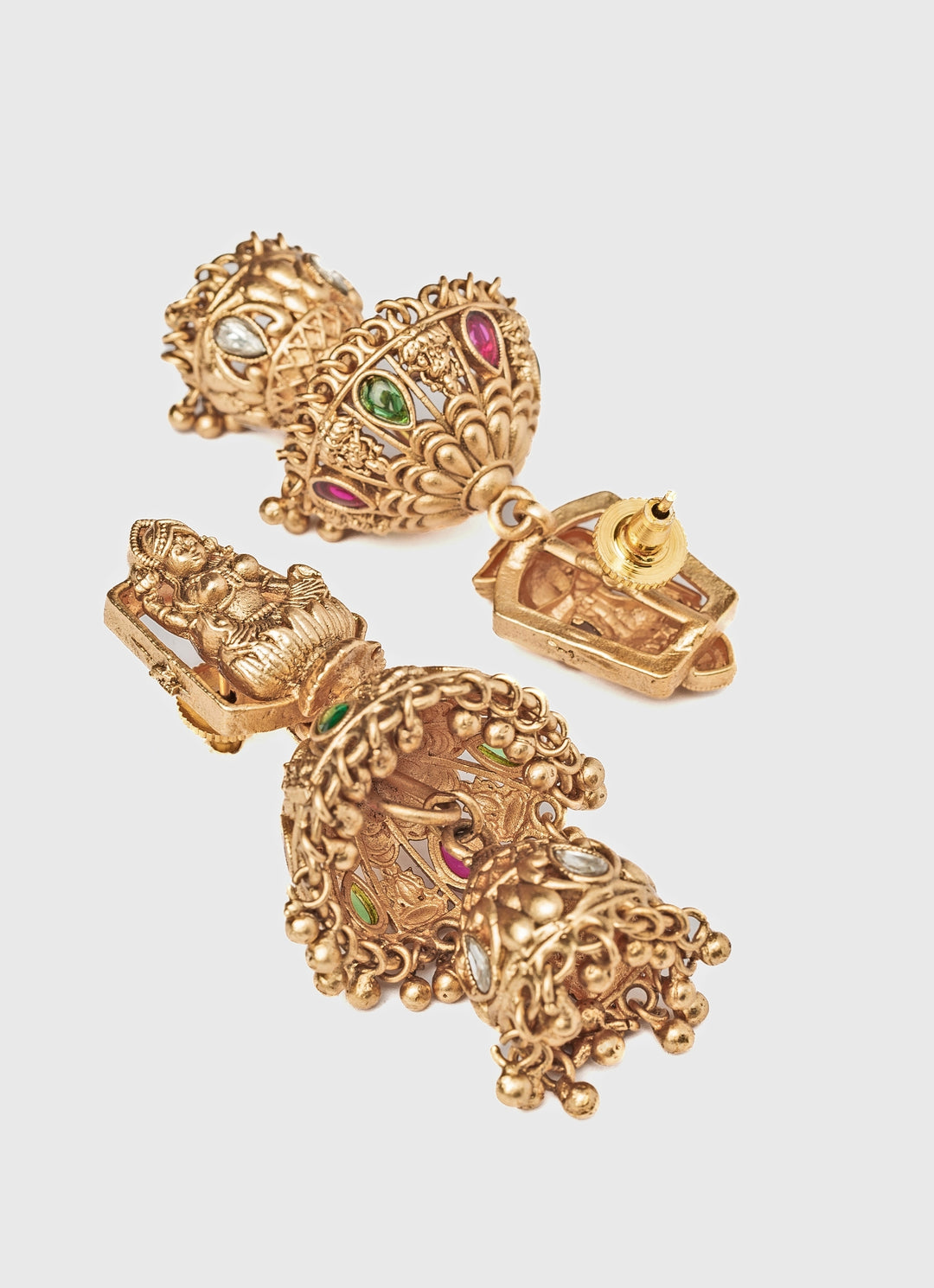 Gold Plated Double Tiered Jhumka Earrings