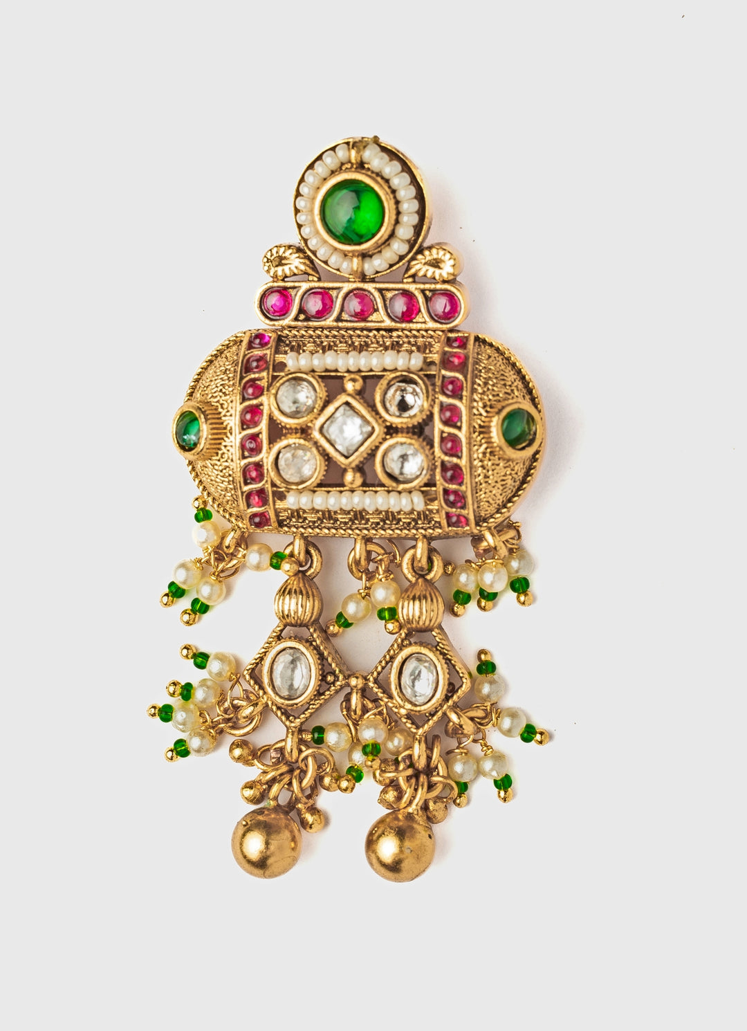 Gold Plated Multi Stone Chandbali Earrings