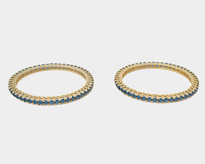 Blue Zircon Gold Plated Bangles