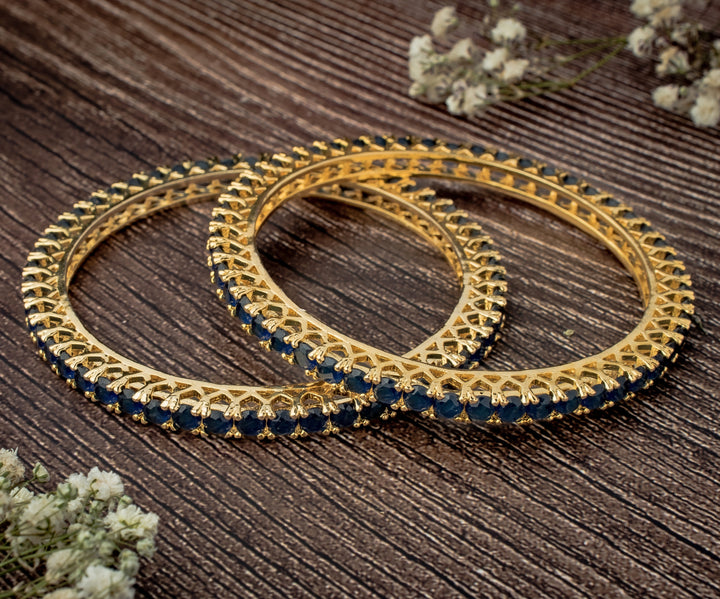 Blue Zircon Gold Plated Bangles